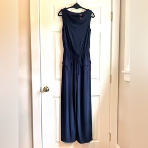 Vince Camuto XS navy cowl neck wide leg jumpsuit